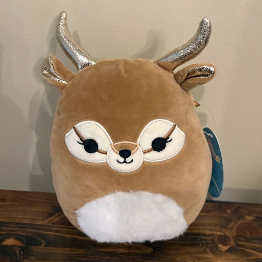 Squishmallows Kieli the Antelope 8 Inch Plush Tan Gold Horns Kellytoy NWT